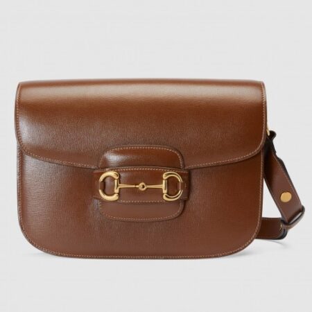 Replica Gucci 1955 Horsebit Shoulder Bag In Brown Leather