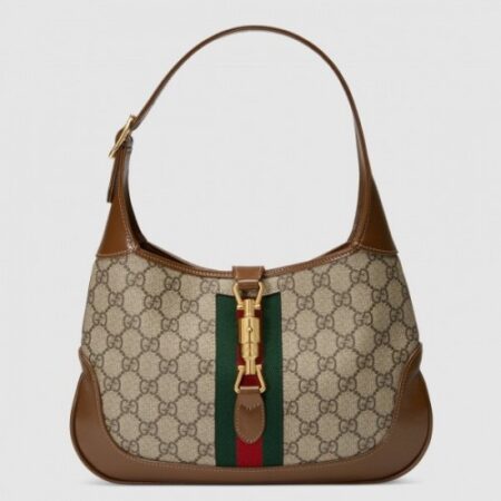 Replica Gucci Beige Jackie 1961 Small Hobo Bag With Brown Trim