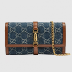 Replica Gucci Jackie 1961 Chain Wallet Bag Washed GG Denim Blue