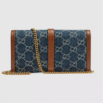 Replica Gucci Jackie 1961 Chain Wallet Bag Washed GG Denim Blue 3