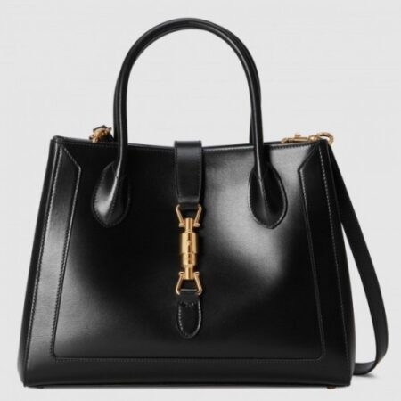 Replica Gucci Jackie 1961 Medium Tote Bag In Black Leather