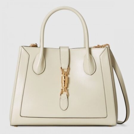 Replica Gucci Jackie 1961 Medium Tote Bag In White Leather
