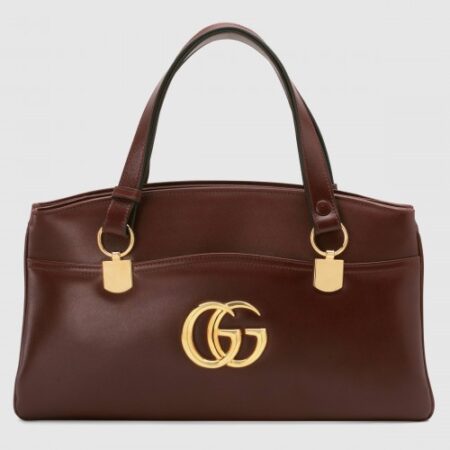Replica Gucci Burgundy Arli Large Top Handle Leather Bag