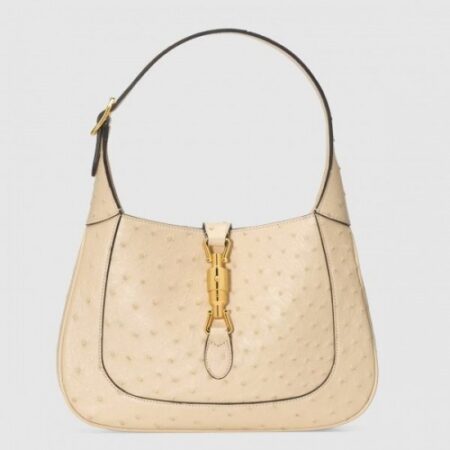 Replica Replica Gucci Jackie 1961 Small Bag In Ivory Ostrich Embossed Leather