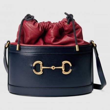 Replica Gucci 1955 Horsebit Bucket Bag In Navy Calfskin bags1208-3