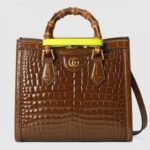 Replica Gucci Diana Small Tote Bag In Brown Leather 22