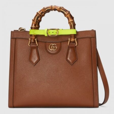 Replica Gucci Diana Small Tote Bag In Brown Leather