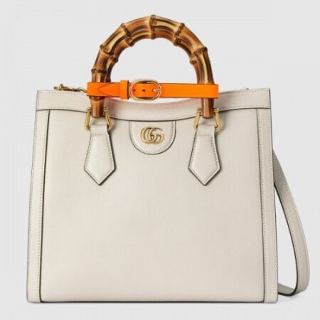 Replica Gucci Diana Small Tote Bag In White Leather