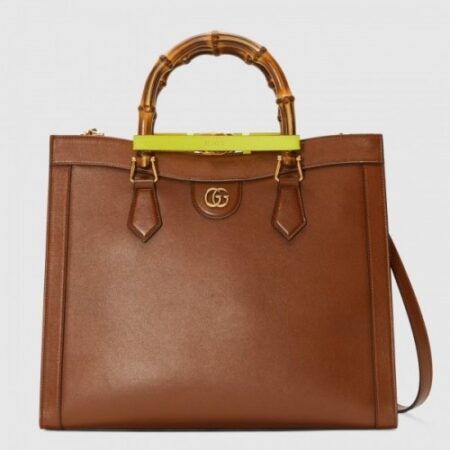 Replica Replica Gucci Diana Medium Tote Bag In Brown Leather