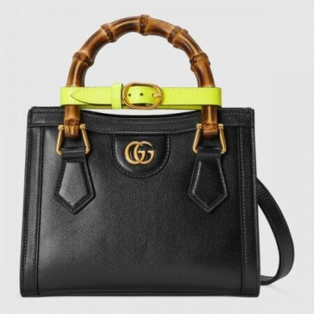 Replica Gucci Diana Mini Tote Bag In Black Leather