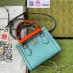 Replica Gucci Diana Mini Tote Bag In Blue Leather 3