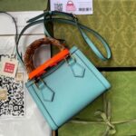 Replica Gucci Diana Mini Tote Bag In Blue Leather 4