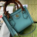 Replica Gucci Diana Mini Tote Bag In Blue Leather 5