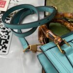 Replica Gucci Diana Mini Tote Bag In Blue Leather 10