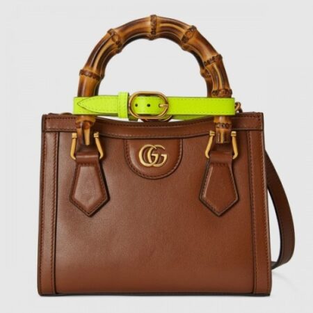 Replica Gucci Diana Mini Tote Bag In Brown Leather