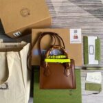 Replica Gucci Diana Mini Tote Bag In Brown Leather 4