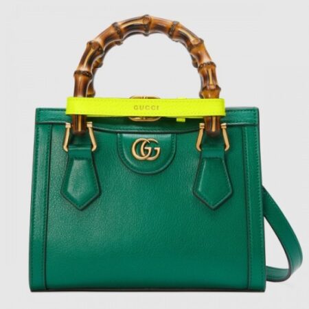 Replica Gucci Diana Mini Tote Bag In Green Leather