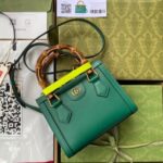 Replica Gucci Diana Mini Tote Bag In Green Leather 3