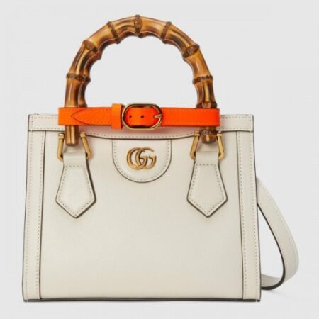 Replica Gucci Diana Mini Tote Bag In White Leather