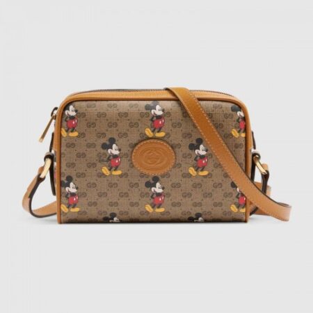 Replica Gucci 602536 Disney x Gucci shoulder bag in Beige/ebony mini GG Supreme canvas