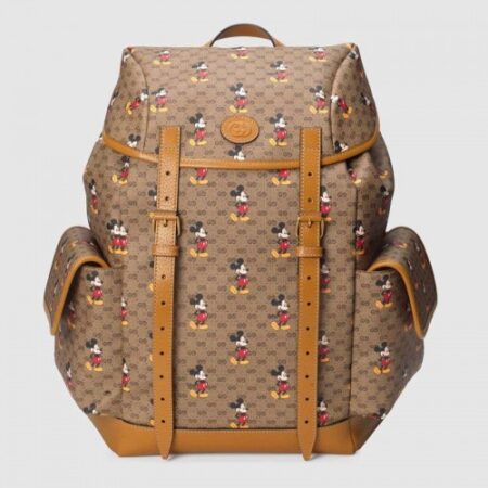 Replica Gucci 603898 Disney x Gucci medium backpack in Beige/ebony mini GG Supreme canvas with Mickey Mouse