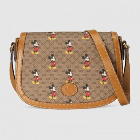 Replica Gucci ‎602694 Disney x Gucci small shoulder bag in Beige/ebony mini GG Supreme canvas