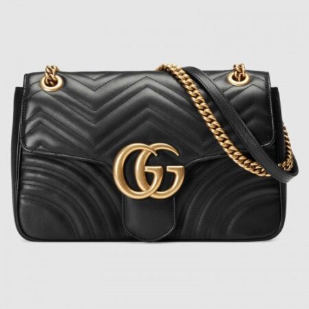 Replica Gucci Black GG Marmont Medium Matelasse Shoulder Bag 67