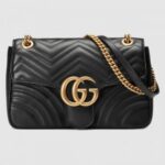 Replica Gucci Black GG Marmont Medium Matelasse Shoulder Bag 67 3