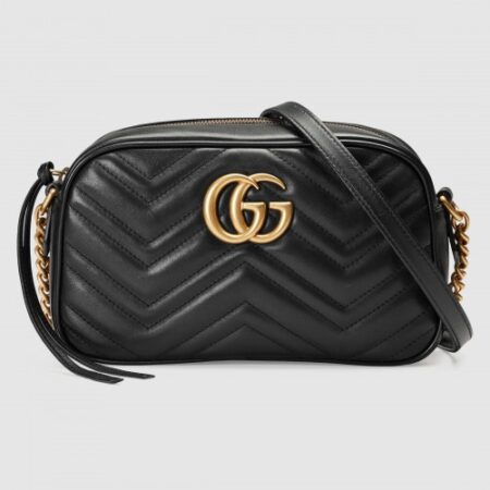 Replica Gucci Black GG Marmont Small Camera Shoulder Bag