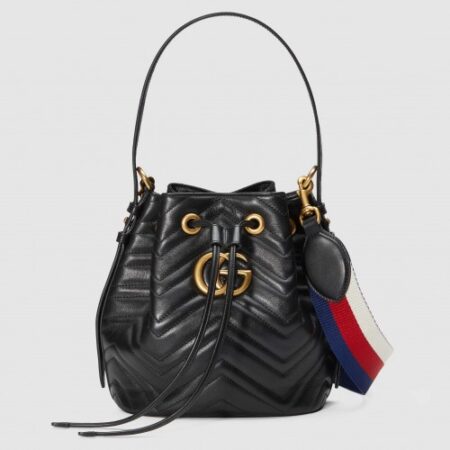 Replica Gucci Black GG Marmont Bucket Bag