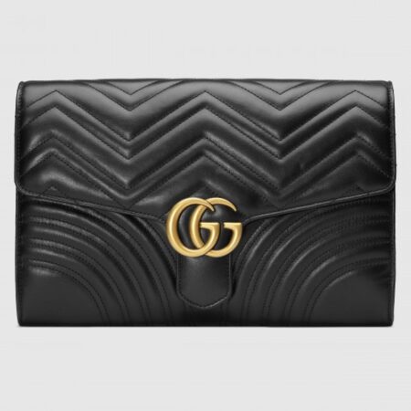 Replica Gucci Black GG Marmont Clutch Bag