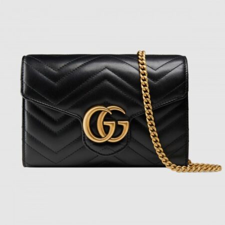 Replica Gucci Black GG Marmont Matelasse Chain Mini Bag