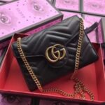 Replica Gucci Black GG Marmont Matelasse Chain Mini Bag 8