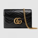 Replica Gucci Black GG Marmont Matelasse Chain Mini Bag 10