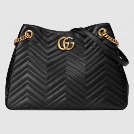 Replica Gucci Black GG Marmont Medium Shopping Bag
