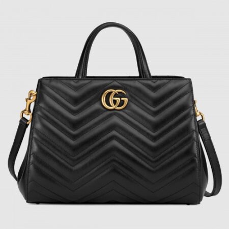 Replica Gucci Black GG Marmont Small Matelasse Top Handle Bag
