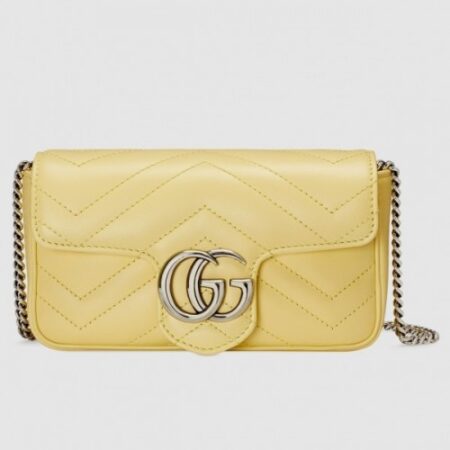 Replica Gucci Pastel Yellow GG Marmont Matelasse Super Mini Bag