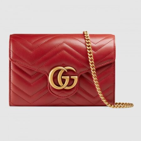 Replica Gucci Red GG Marmont Matelasse Chain Mini Bag
