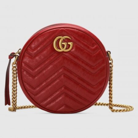 Replica Gucci Red GG Marmont Mini Round Shoulder Bag