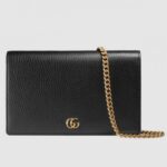 Replica Gucci Black GG Marmont Leather Chain Mini Bag 2