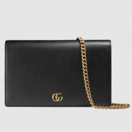 Replica Gucci Black GG Marmont Leather Chain Mini Bag