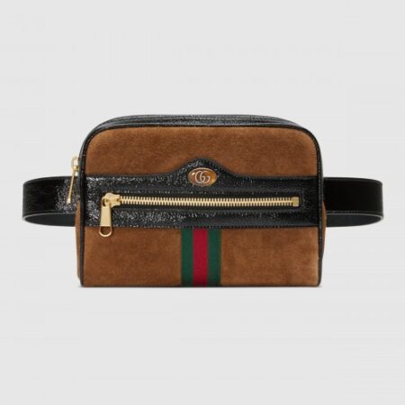 Replica Gucci Small Ophidia Belt Bag In Brown Suede Leather