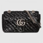 Replica Gucci 443497 GG Marmont small sequin shoulder bag in Black Silk 2