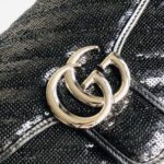 Replica Gucci 443497 GG Marmont small sequin shoulder bag in Black Silk 6