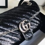Replica Gucci 443497 GG Marmont small sequin shoulder bag in Black Silk 7