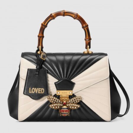 Replica Gucci Queen Margaret Medium Top Handle Black/White Bag