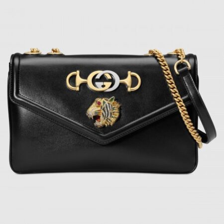 Replica Gucci Black Rajah Medium Shoulder Bag