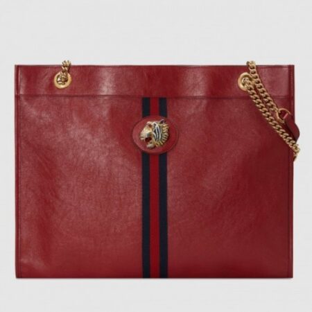 Replica Gucci Vintage Web Rajah Large Tote Bag 537219 Leather Red 2019 delihang-9061420