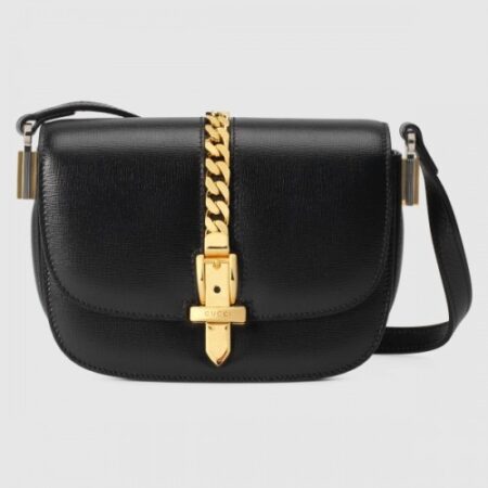 Replica Gucci Sylvie 1969 Mini Shoulder Bag In Black Calfskin