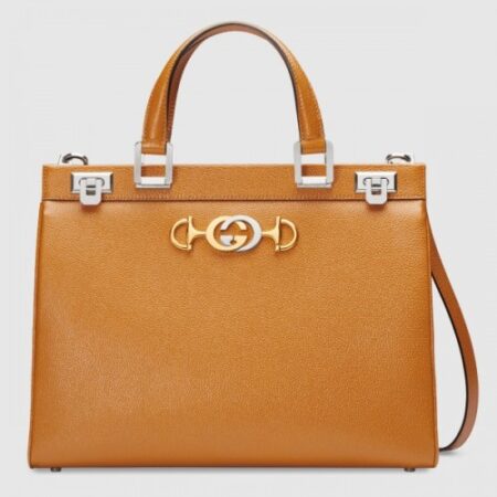 Replica Gucci Zumi Medium Top Handle Bag In Burnt Orange Grainy Leather